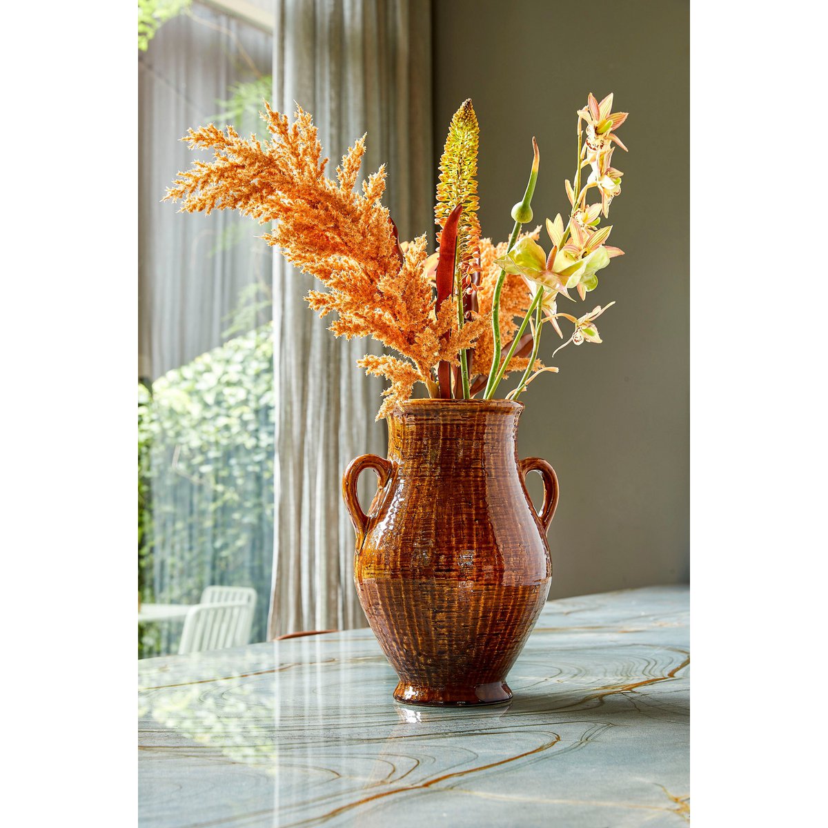 Amphore Elena céramique brun 39 cm — Esprit méditerranéen