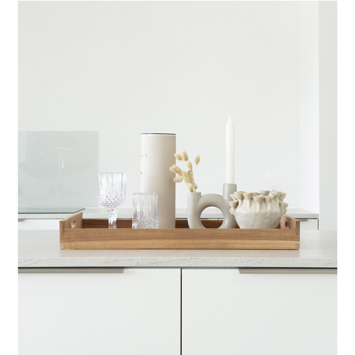 Plateau Faro en Teck Naturel — Grand Plateau de Service 58 cm