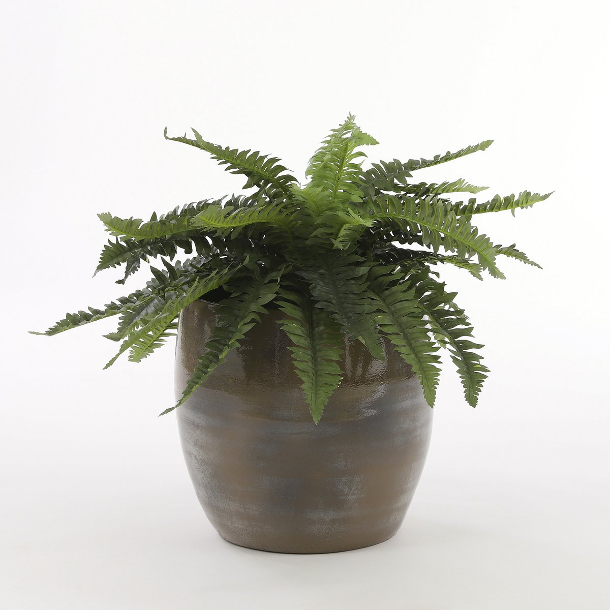 Fougère artificielle verte Ø70 cm — Pot terre cuite gris basalte