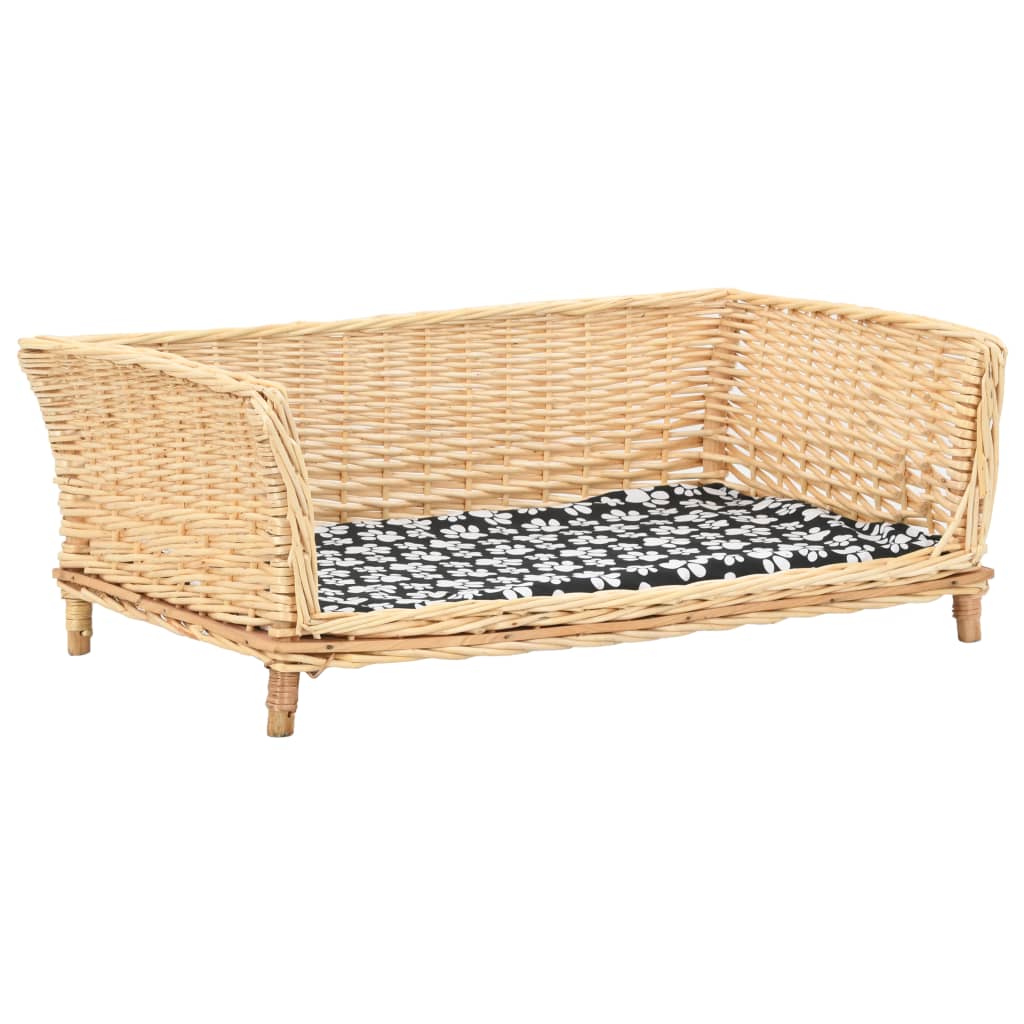 Panier pour chien en osier naturel avec coussin 90x54x35 cm - vue produit
