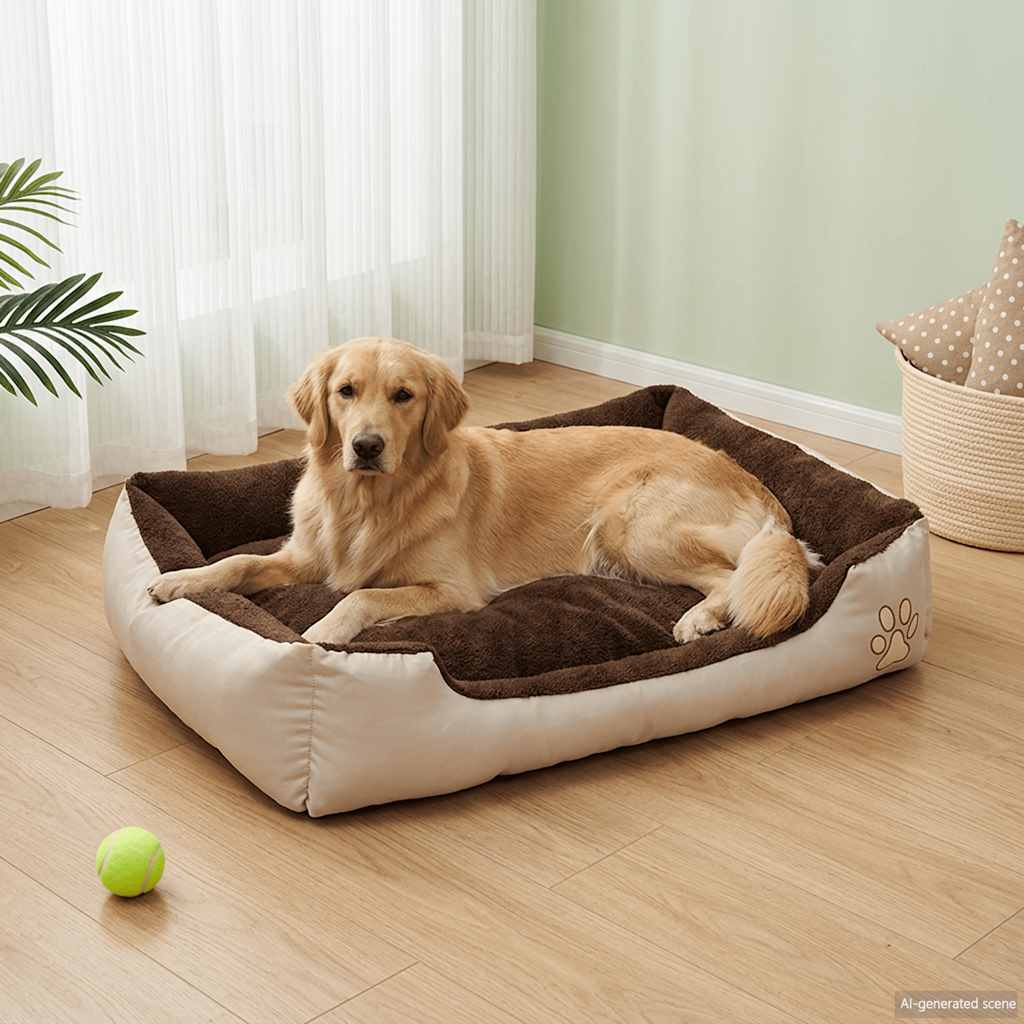Panier pour chien XXL beige et marron 110 × 80 cm