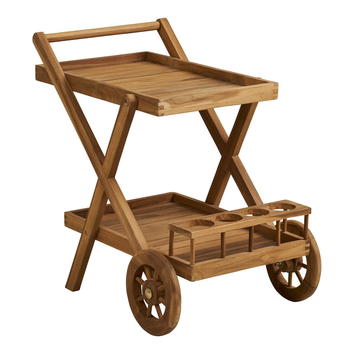 Pasaku Chariot à thé, teck, naturel, 86x50x81 cm