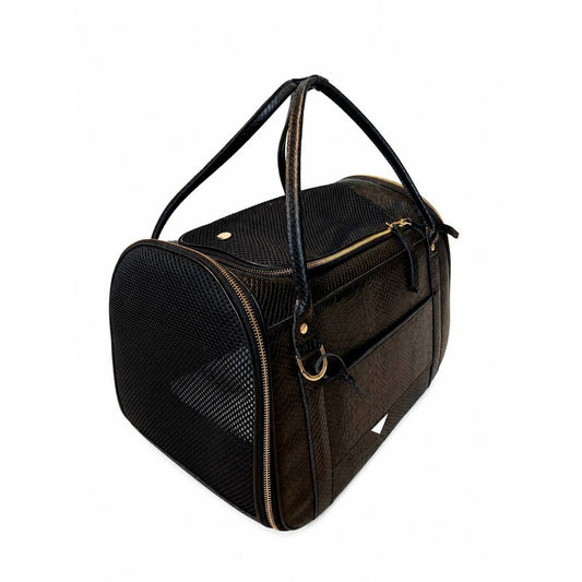 Sac de transport de luxe en cuir pour chien et chat – Python Noir
