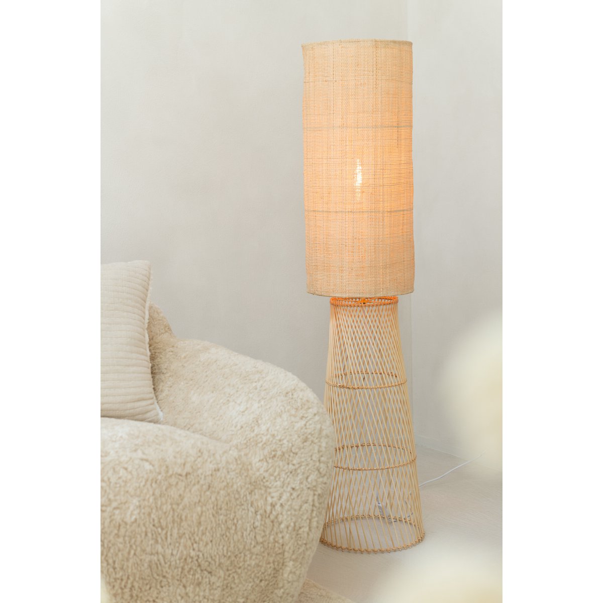 J-Line Lampe Chambre Lin/Bambou Naturel