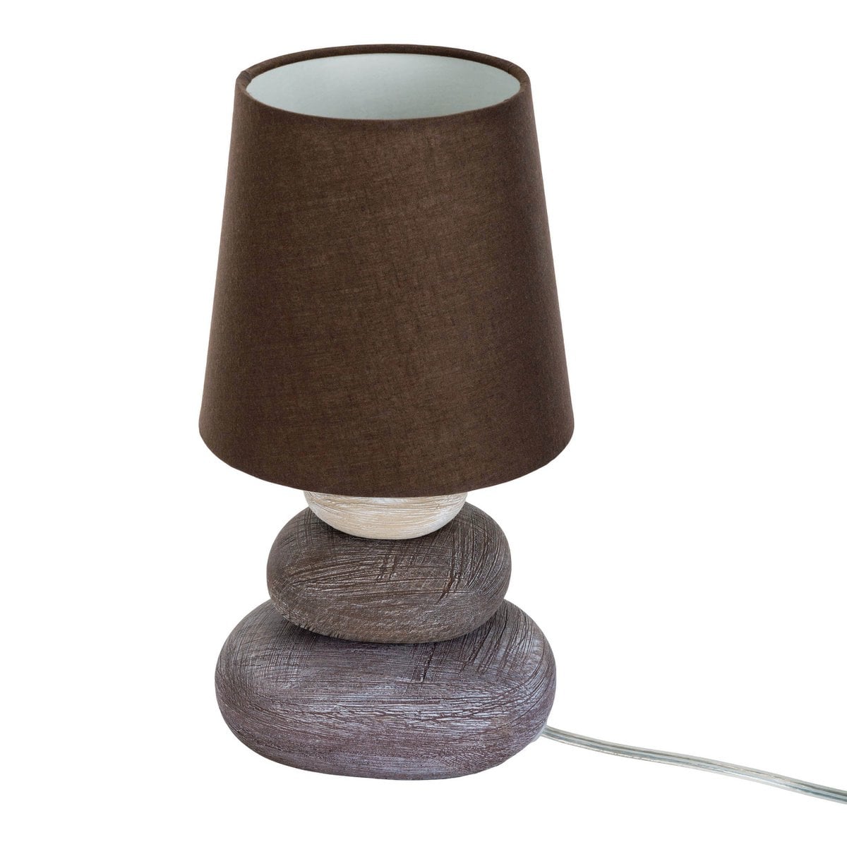 Lampe de table en céramique "Stoney", lampe de table en céramique en marron, avec douille E14, lampe de table pour salle à manger, salon, couloir ou bureau, ou comme lampe de chevet, 31 cm de haut