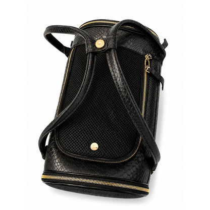 Sac de transport de luxe en cuir pour chien et chat – Python Noir