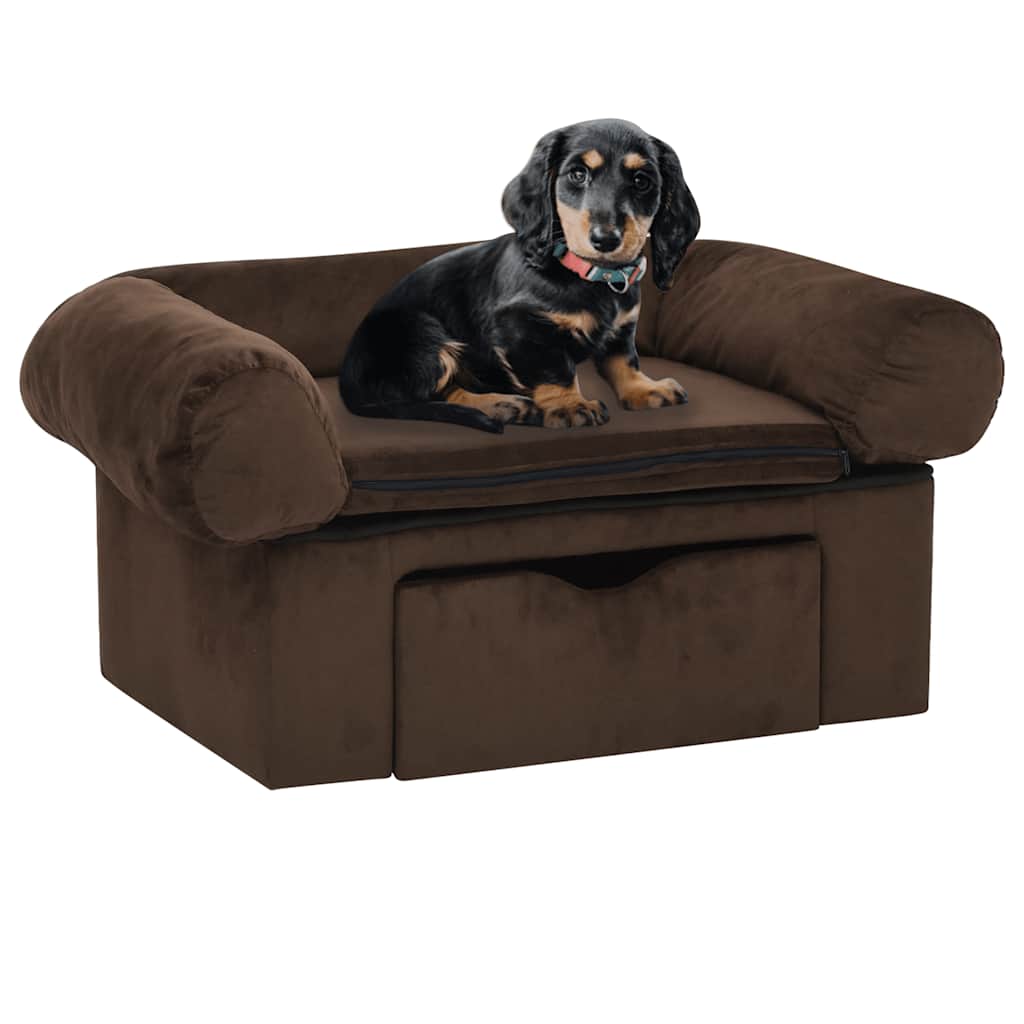 Canapé pour chien marron avec tiroir 75 × 50 × 38 cm