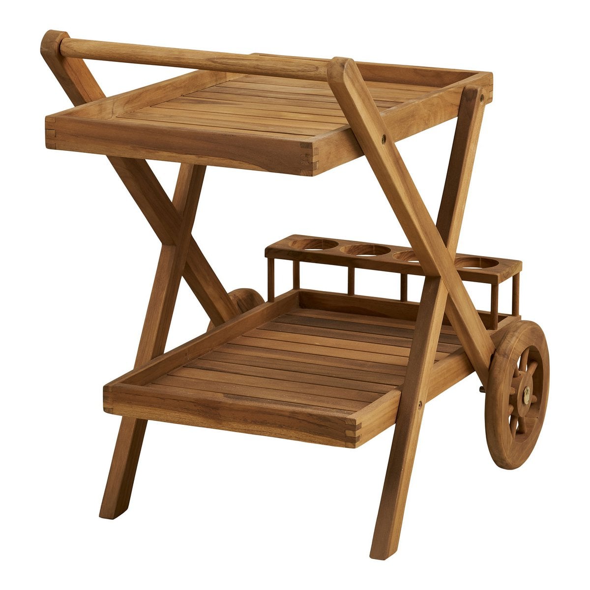 Pasaku Chariot à thé, teck, naturel, 86x50x81 cm