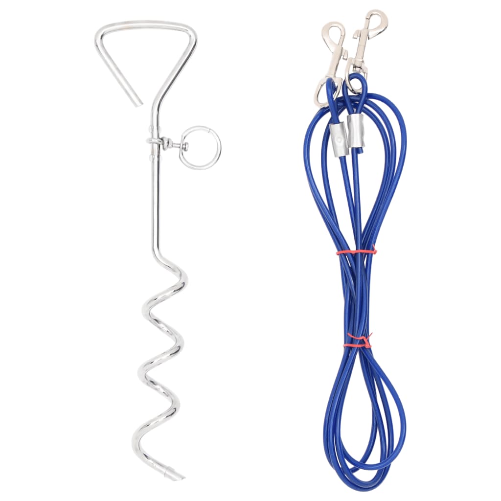 Câble d’attache pour chien 5 m avec piquet d’ancrage, fond blanc