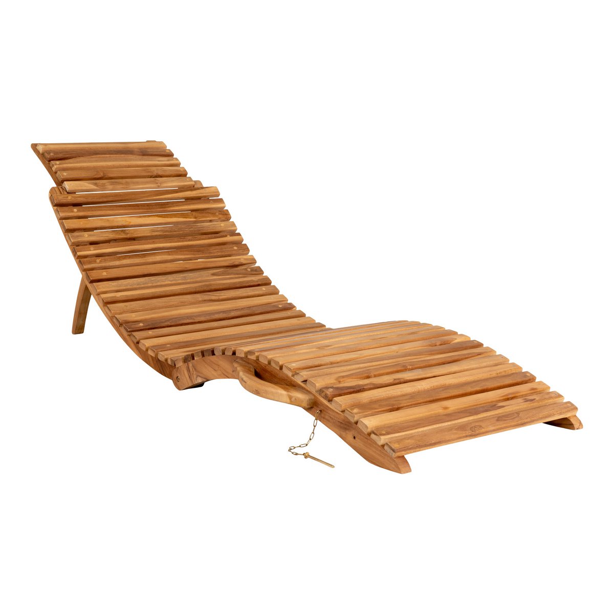 Chaise longue Arrieta en teck massif naturel – vue de trois quarts