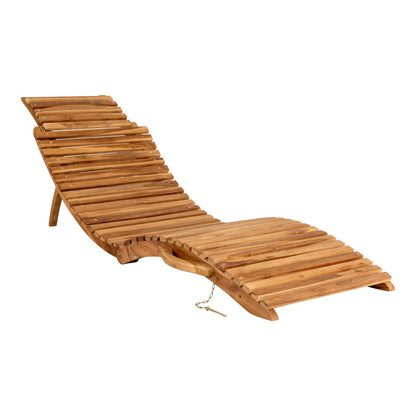 Chaise longue Arrieta en teck massif naturel – vue de trois quarts