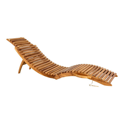 Chaise longue Arrieta teck – vue de profil dépliée