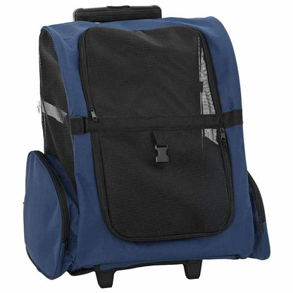 Chariot 3-en-1 pour animaux bleu, tissu Oxford, vue de face