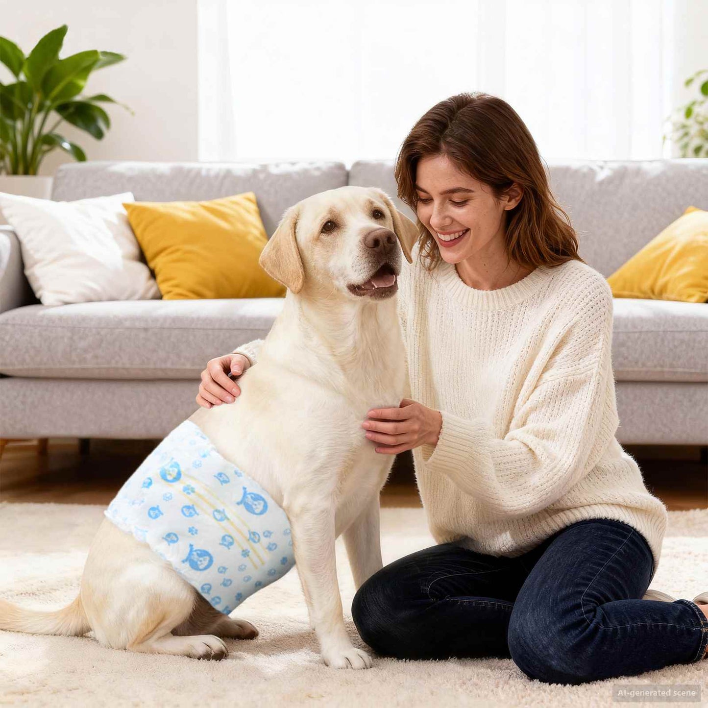 Couches jetables pour chien mâle taille L, labrador avec protection, intérieur maison
