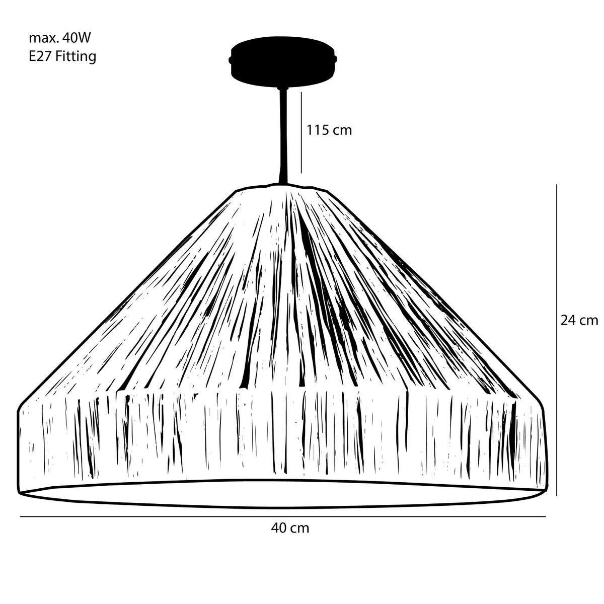 Lampe suspendue Elisa raphia naturel Ø40 cm — Lumière bohème