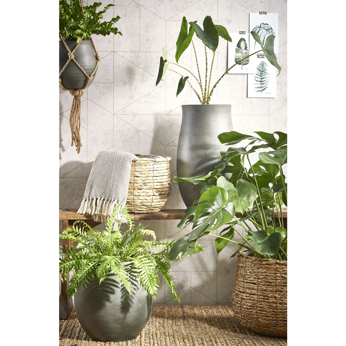Panier Avalon fibres naturelles 31 cm — Cache-pot bohème