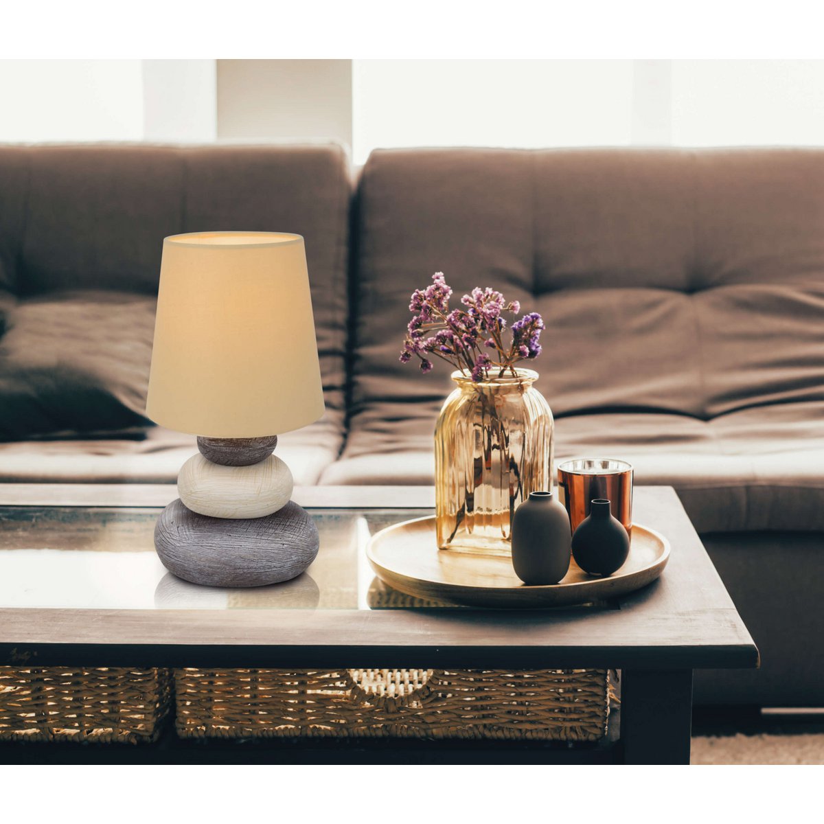 Lampe de table Stoney céramique effet pierre 31 cm — Lumière minérale