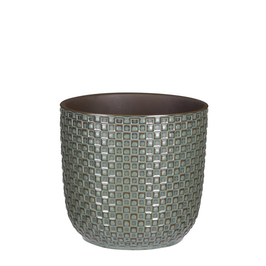 Cache-pot Vert Sauge texturé en céramique — Ø19 cm