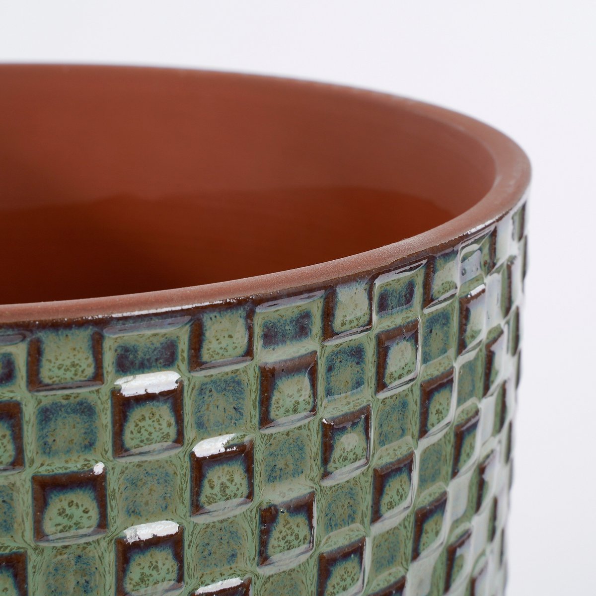 Cache-pot Vert Sauge texturé en céramique — Ø19 cm