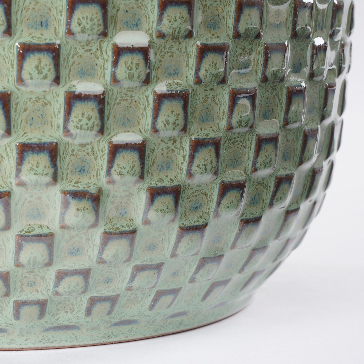 Cache-pot Vert Sauge texturé en céramique — Ø19 cm