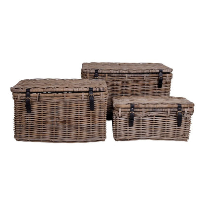 Depok grey kubu rattan storage chests Set of 3