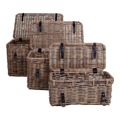 Depok grey kubu rattan storage chests Set of 3