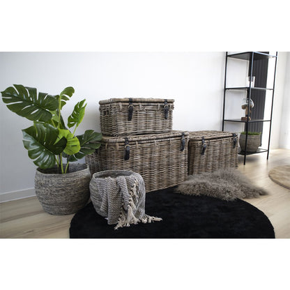 Depok grey kubu rattan storage chests Set of 3