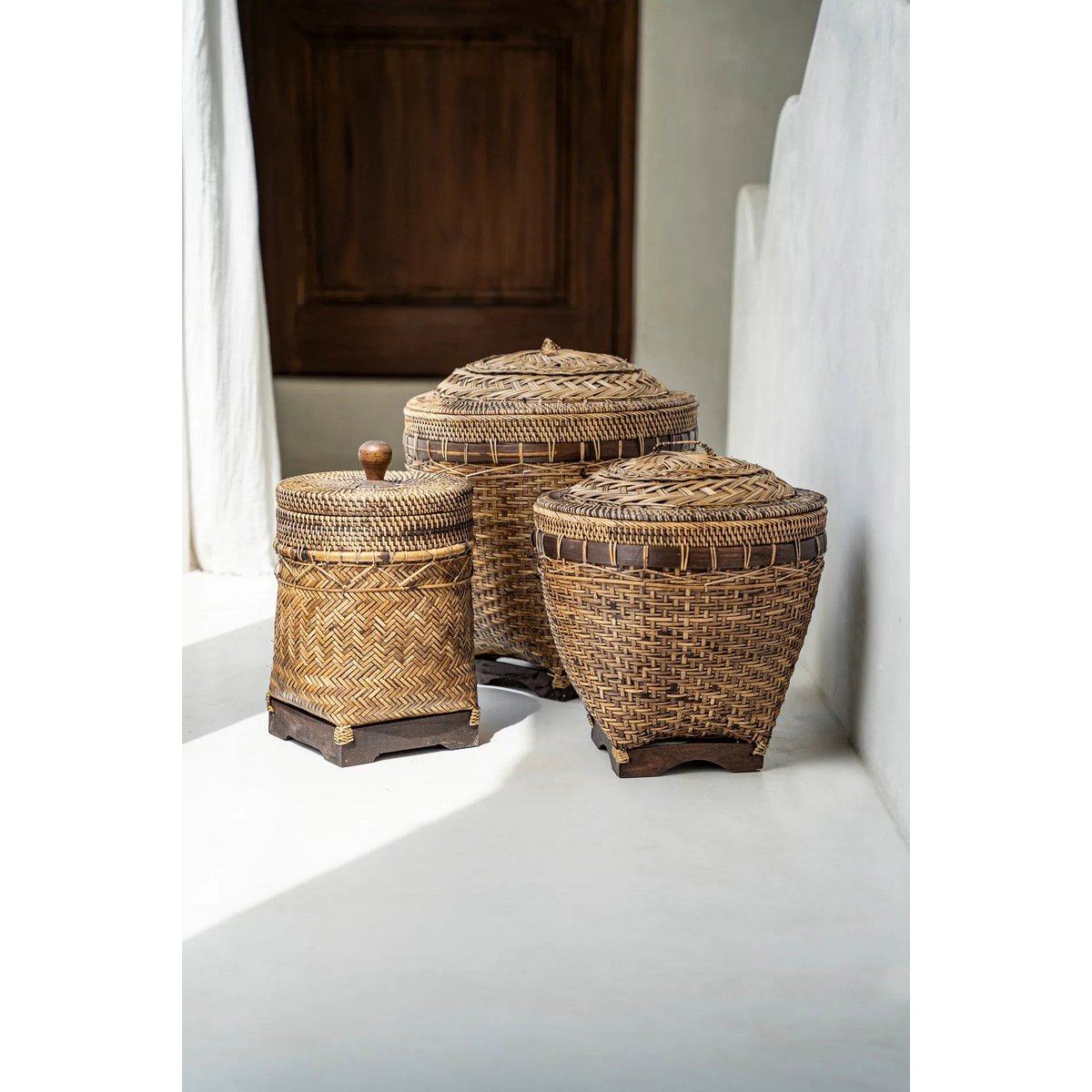 Corbeille rotin brun naturel - collection 3 tailles