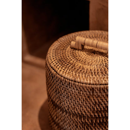 Panier de rangement haut en rotin naturel