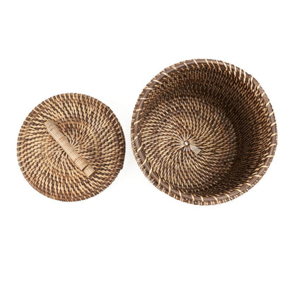 Panier de rangement haut en rotin naturel