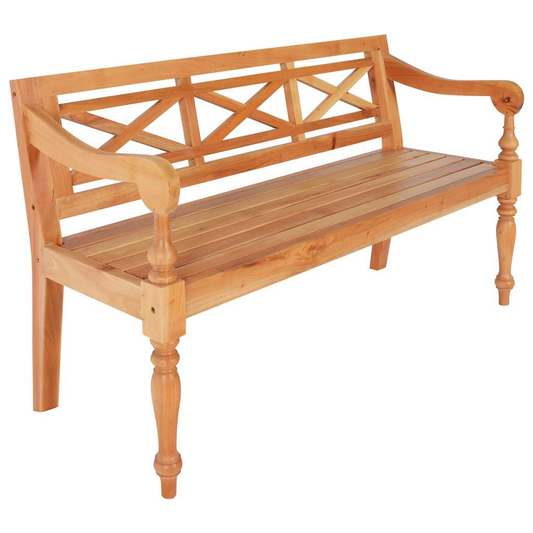 Banc Batavia en acajou massif 123 cm — Marron clair