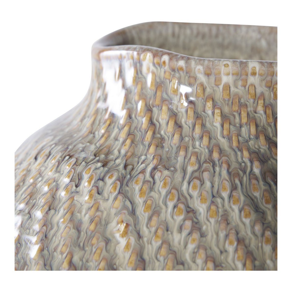 Grand Vase Texturé en Céramique Blanc & Vert — Ø26 x H30,5 cm