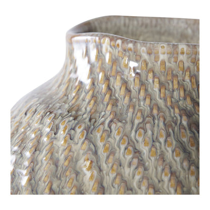 Large White & Green Textured Ceramic Vase Ø26 x H30.5 cm