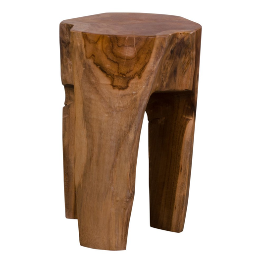 Tabouret Rose en Teck Recyclé Naturel — Ø26 x H40 cm