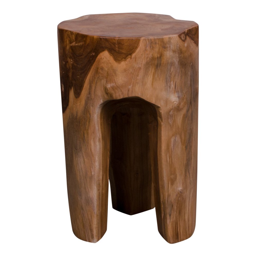 Tabouret Rose en Teck Recyclé Naturel — Ø26 x H40 cm