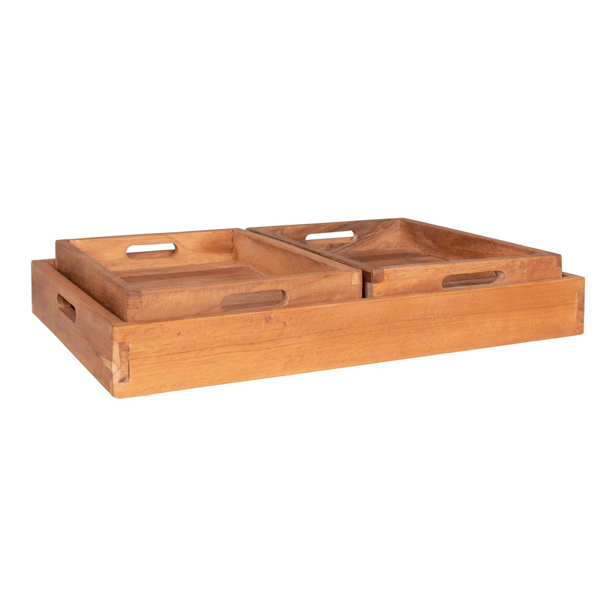 Set de 3 Plateaux Faro en Teck Naturel