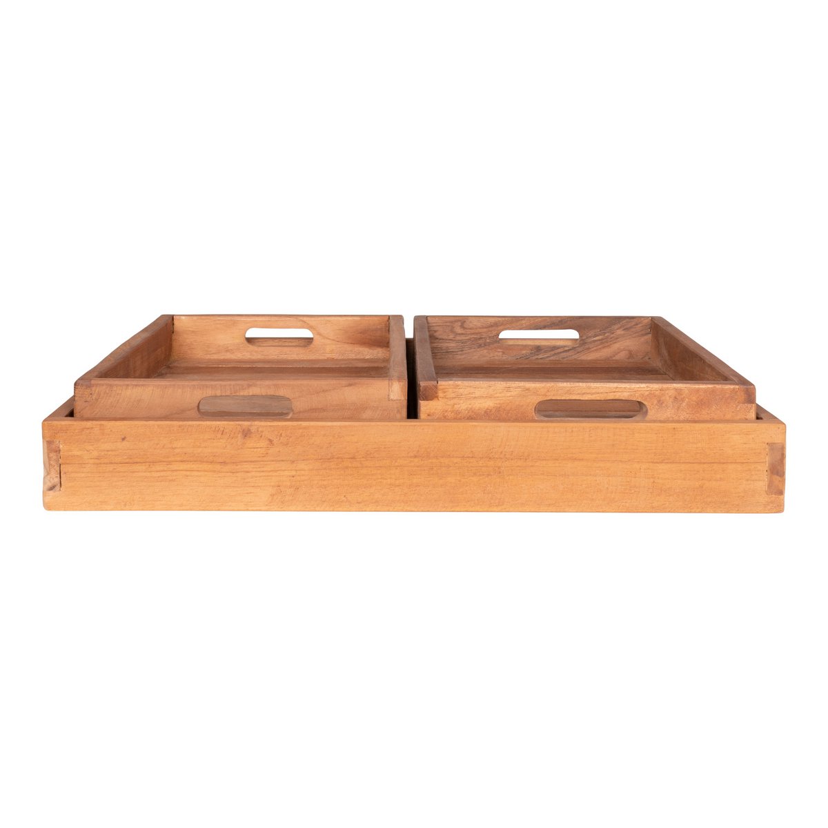 Set de 3 Plateaux Faro en Teck Naturel