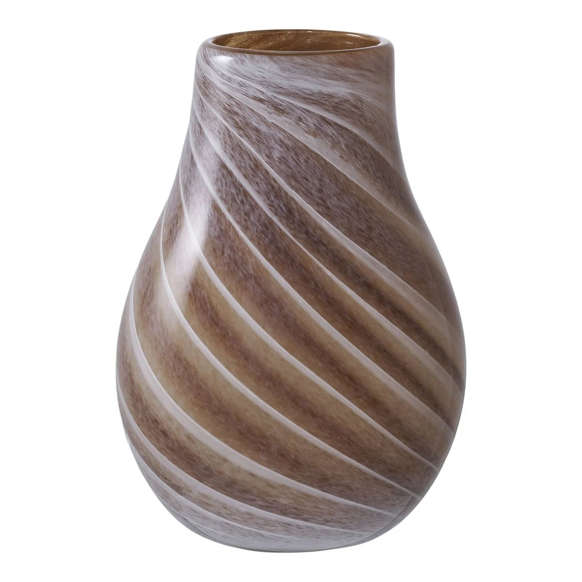 Vase Zébré en Verre Soufflé Marron — Ø16 x H23 cm