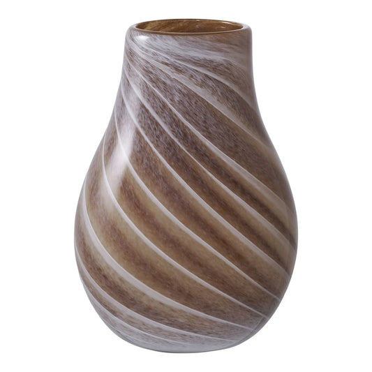 Vase Zébré en Verre Soufflé Marron — Ø16 x H23 cm