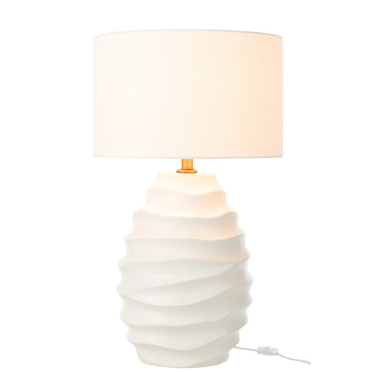Lampe de Table Sculptée en Céramique Beige — Style Méditerranéen Chic 68 cm