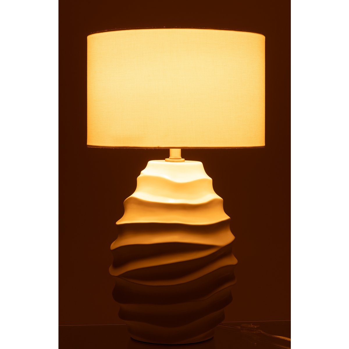 Lampe de Table Sculptée en Céramique Beige — Style Méditerranéen Chic 68 cm