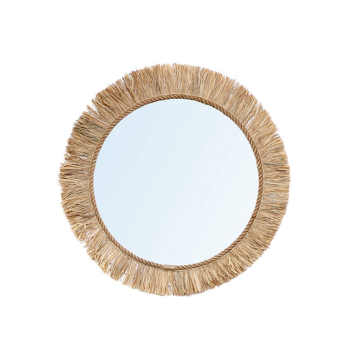 Miroir Tahiti en Raphia Naturel — Rond 60 cm