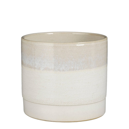 Cache-Pot Olof en Faïence Texturée Crème — Ø22 x H20 cm
