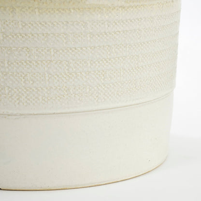 Olof Textured Cream Earthenware Pot Cover Ø22 x H20 cm