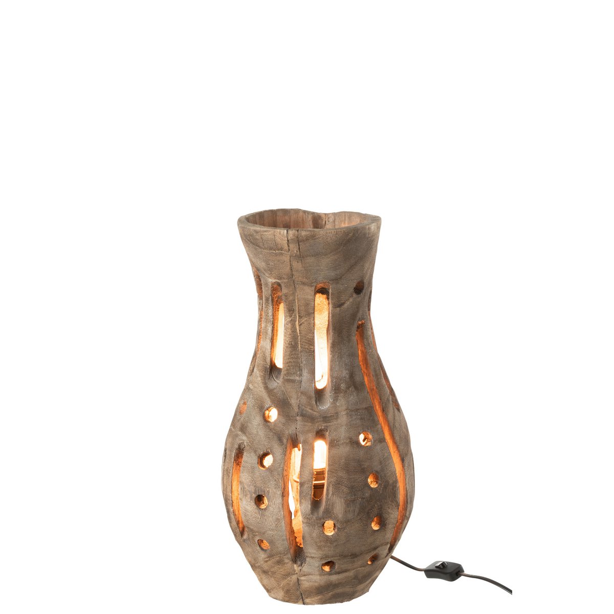Lampe de Table Elisabeth en Bois Naturel Sculpté — Lumière d’Ambiance 48 cm