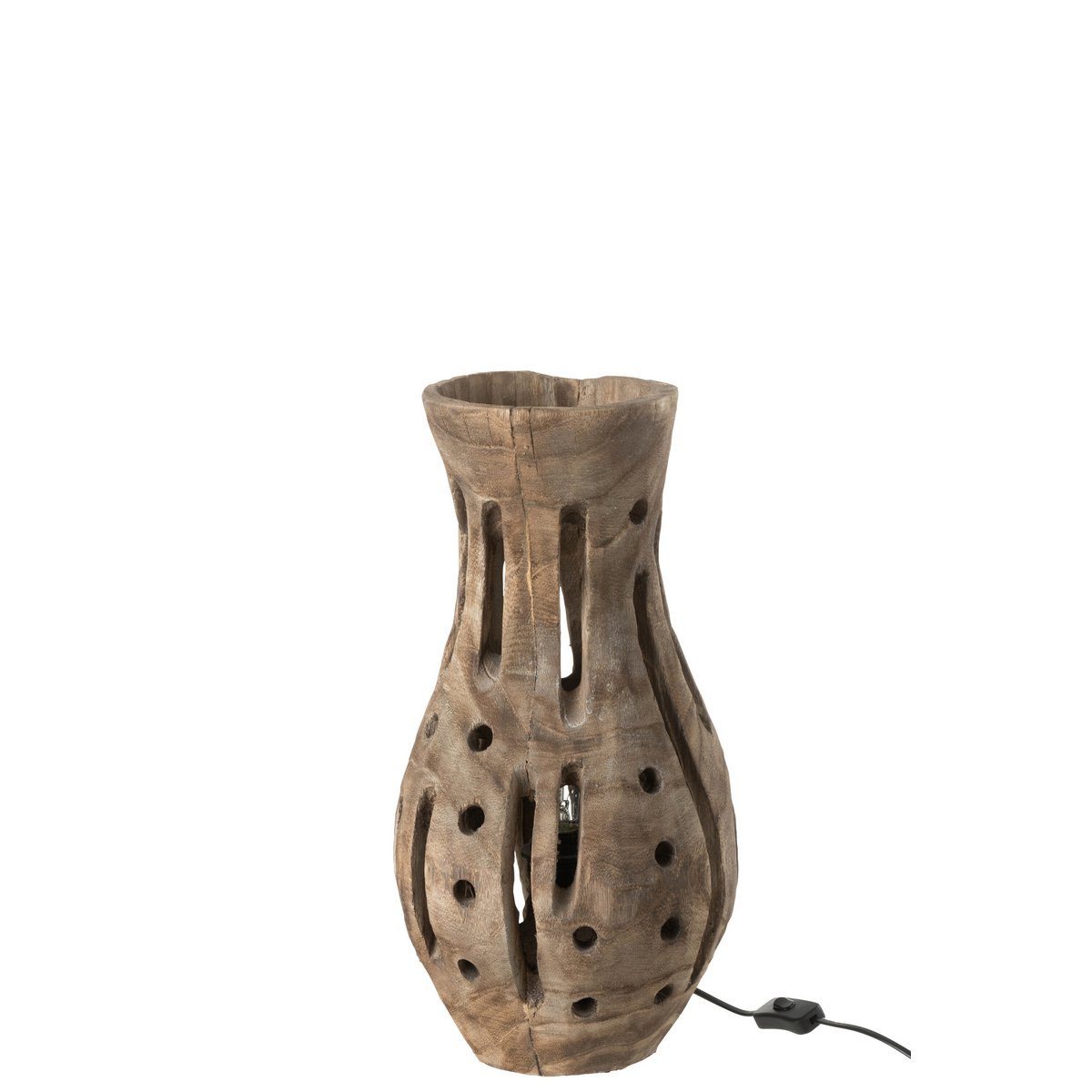 Lampe de Table Elisabeth en Bois Naturel Sculpté — Lumière d’Ambiance 48 cm