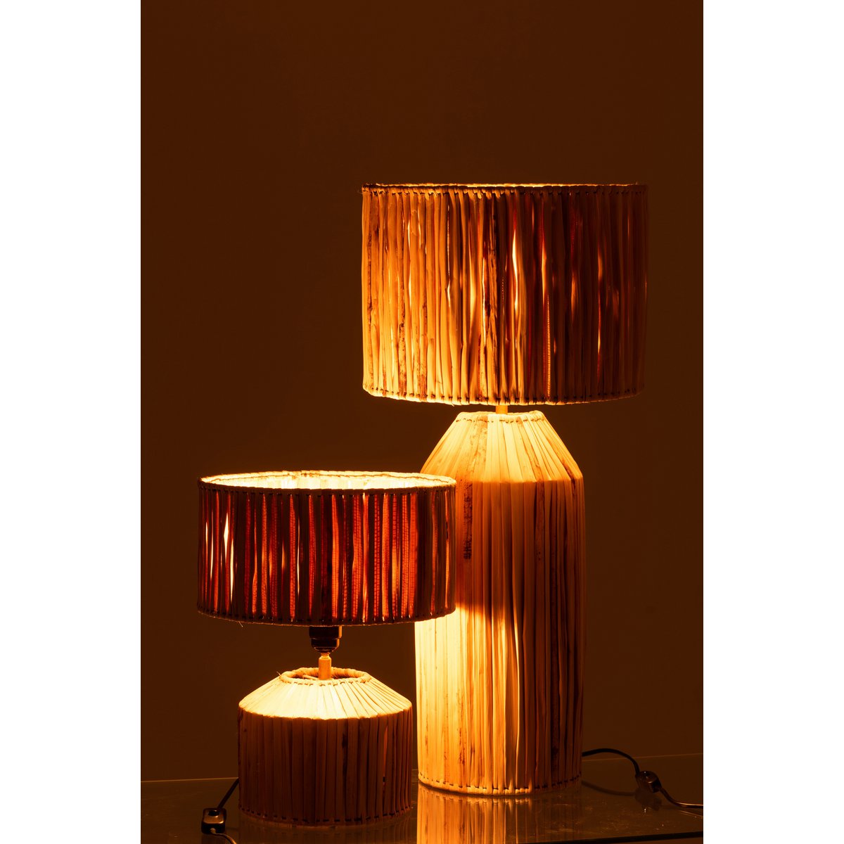 Lampe Hanna en Feuilles de Bananier Naturel — Grande Lampe Bohème Chic 87 cm