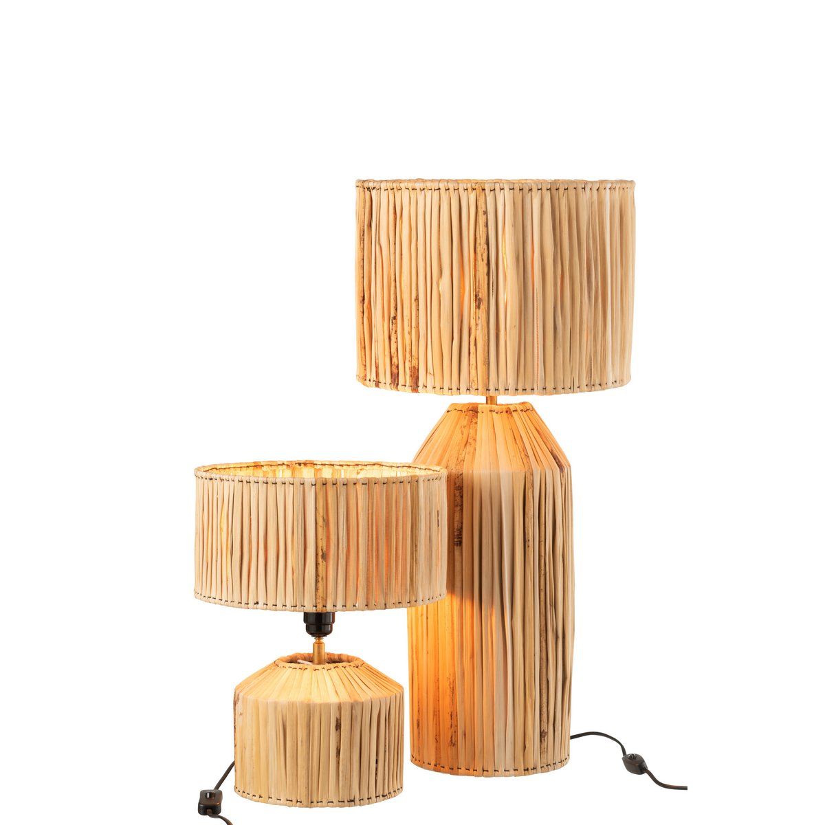 Lampe Hanna en Feuilles de Bananier Naturel — Grande Lampe Bohème Chic 87 cm