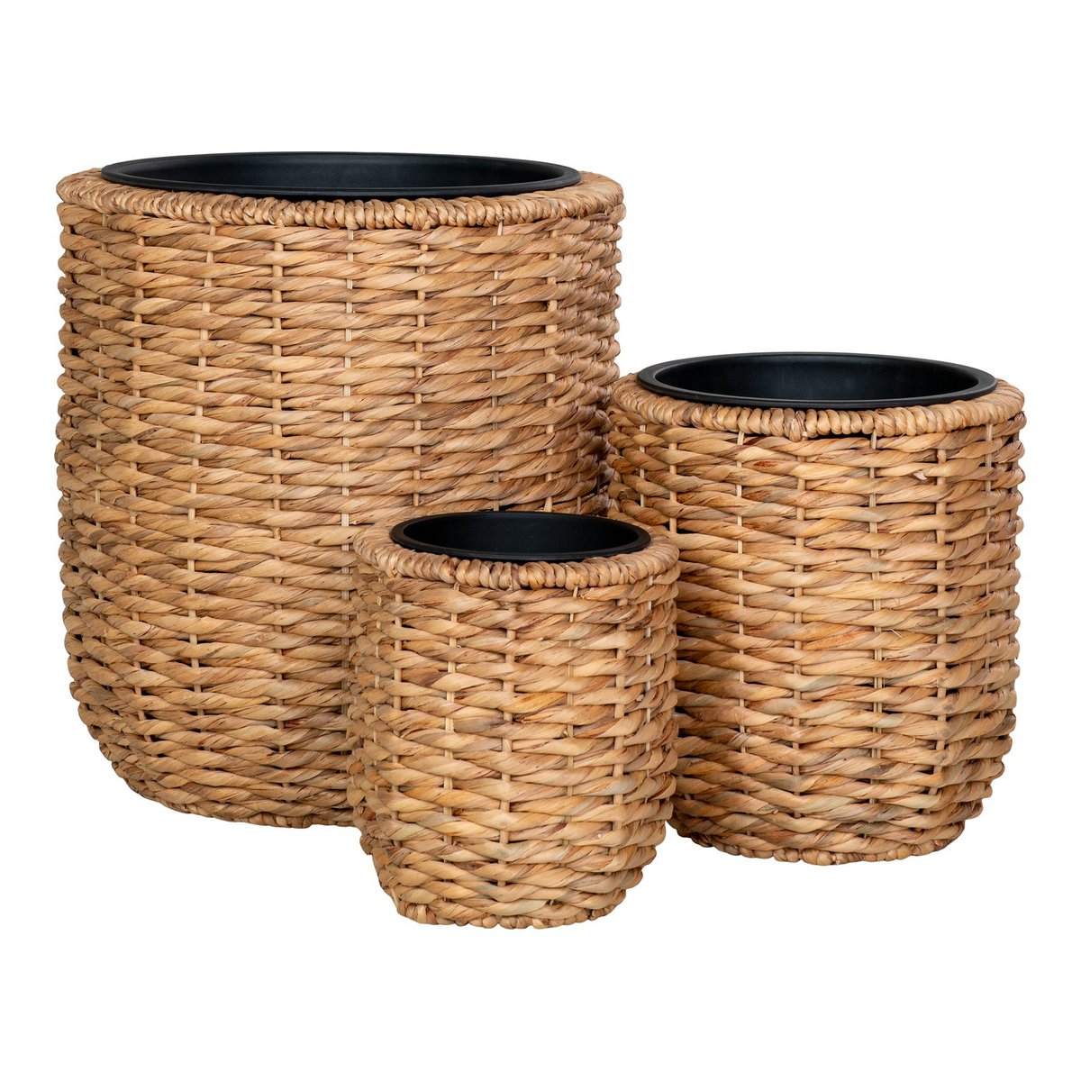 Jardinières Hanoi en jacinthe d'eau naturelle – lot de 3 tailles, fond blanc