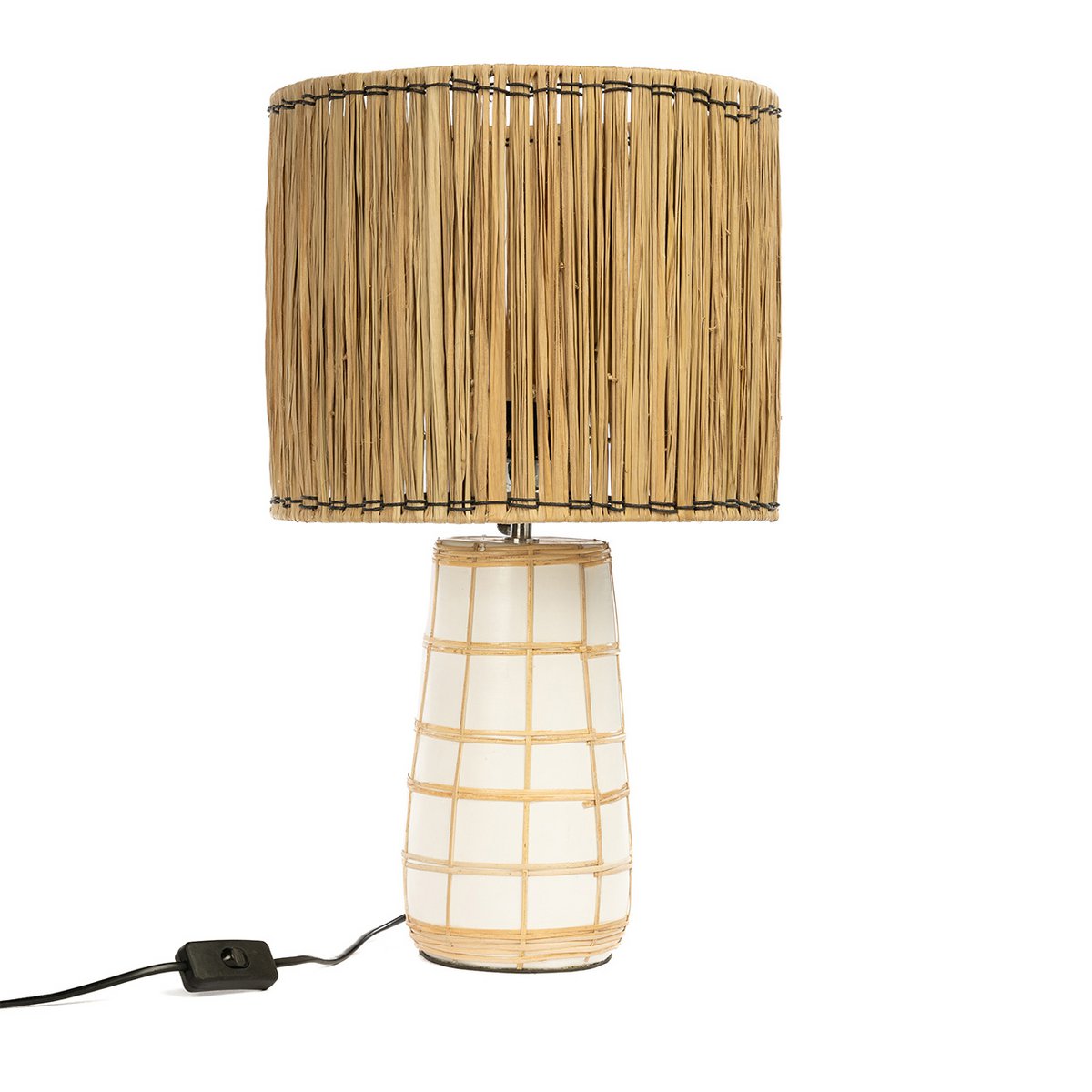Lampe de table Molokai en terre cuite et fibres naturelles – vue complète fond blanc